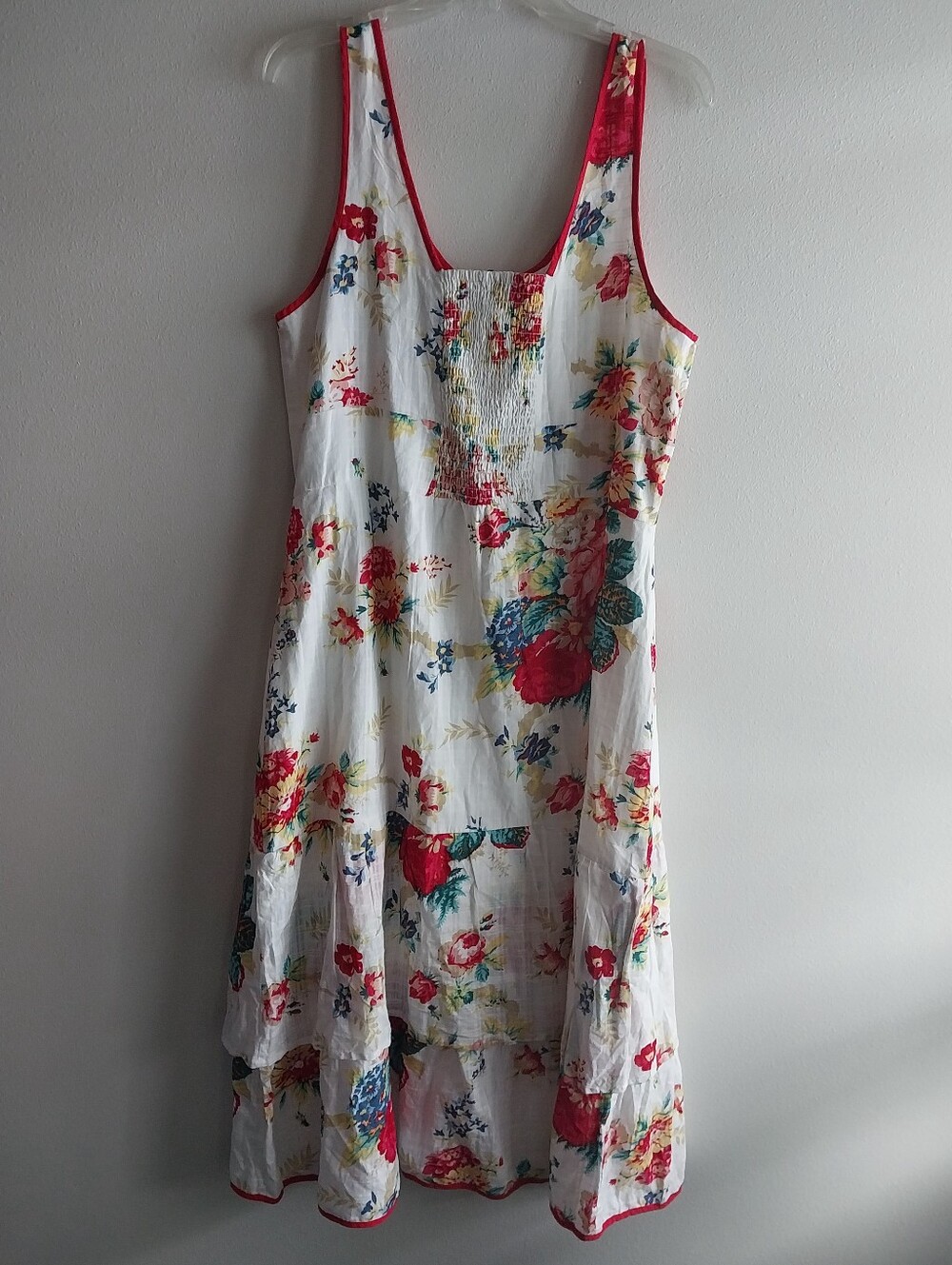 Betsey Johnson Riviera White & Red Floral Cotton Lined Sleeveless Midi Dress - Picture 2 of 10